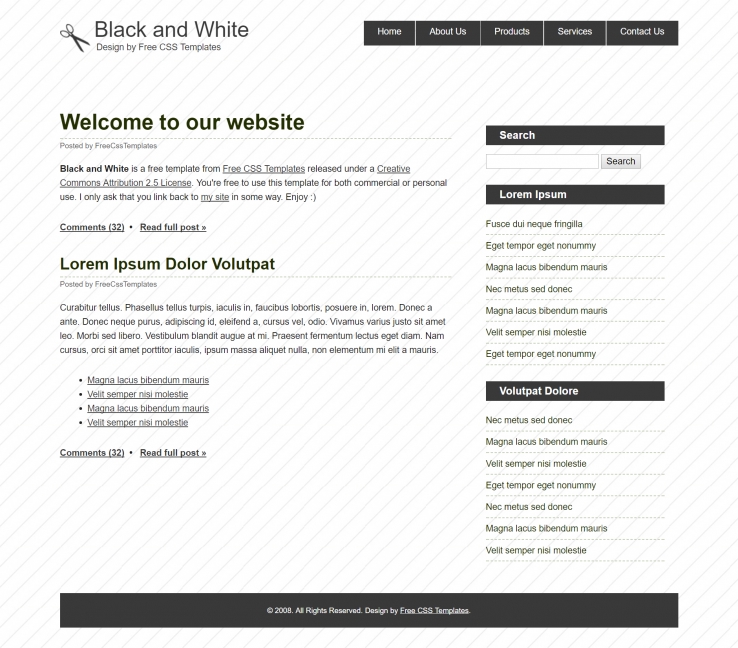 黑白简单效果的BLOG网页模板下载