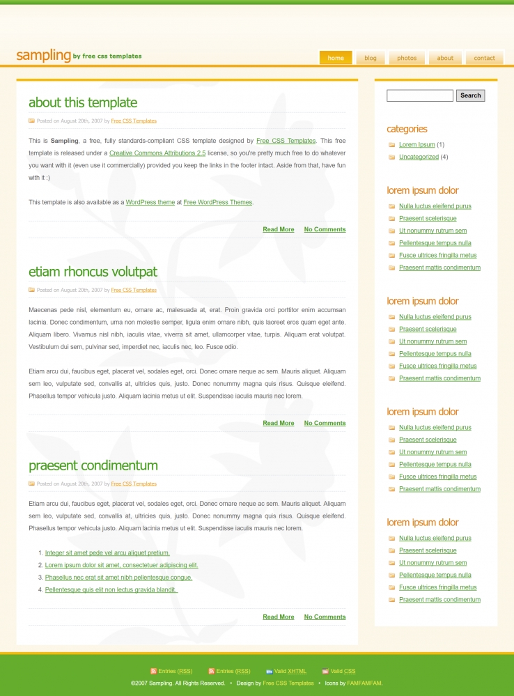 简单绿色效果的博客网页模板下载