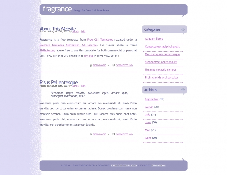 紫蓝色简单的BLOG网页模板下载