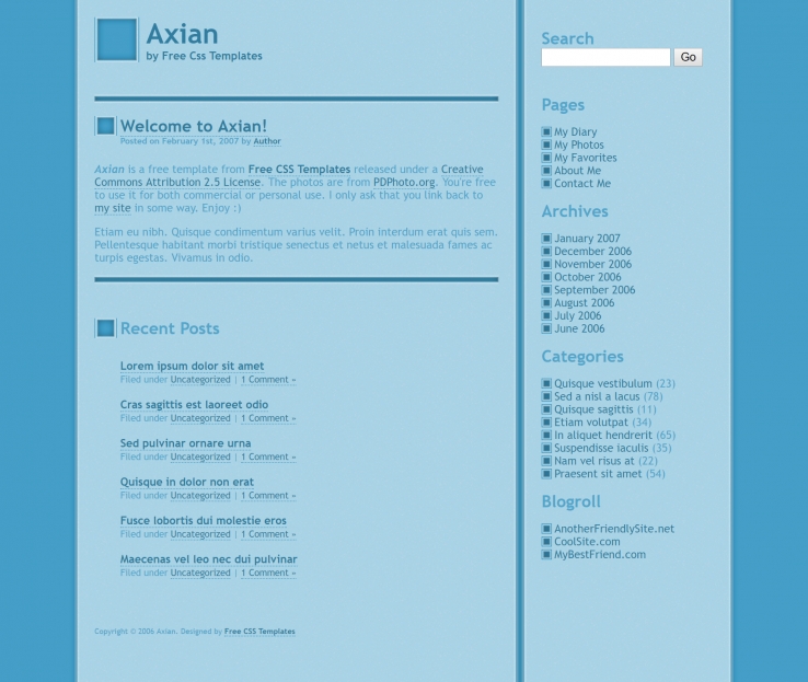 阿贤卡通蓝的个人网页模板下载