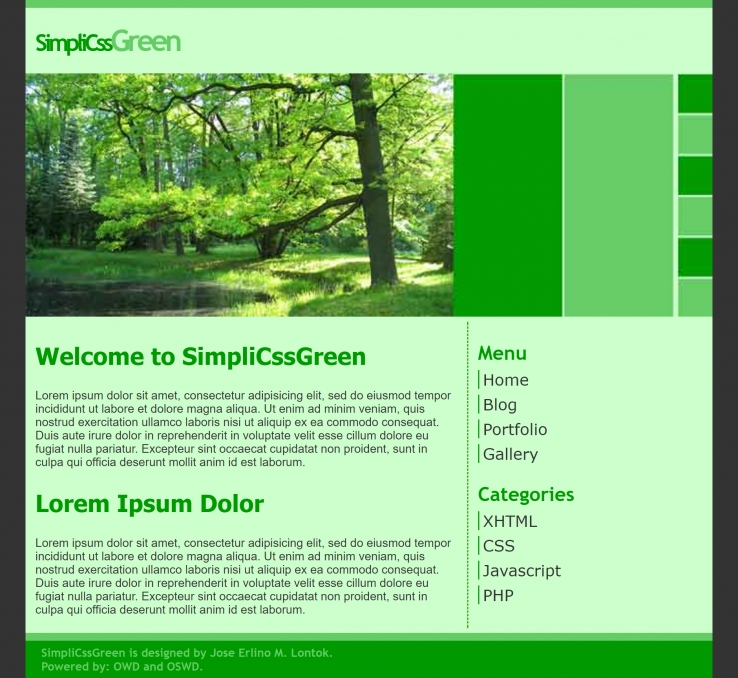 绿色森林风格的BLOG网页模板下载