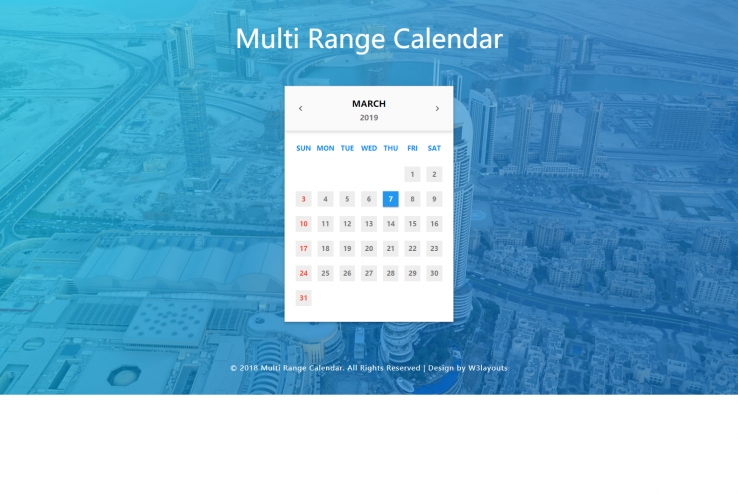 蓝色简洁风格的城市日历组件源码下载