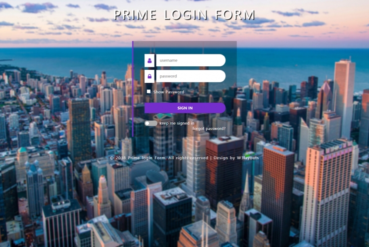 紫色简洁风格的城市登录框模板下载