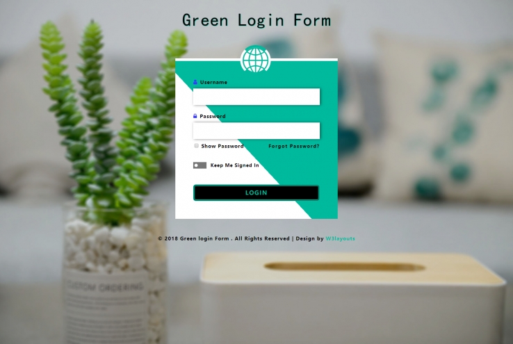 绿色清新风格的全球登录框源码下载
