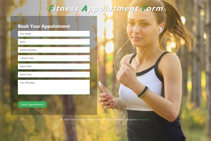 绿色简洁风格的健身运动预约表单源码下载