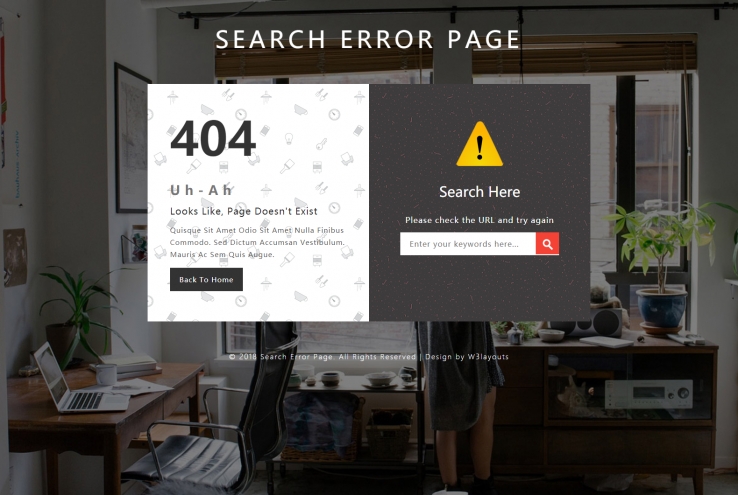 黑色简洁风格的搜索错误404页面源码下载