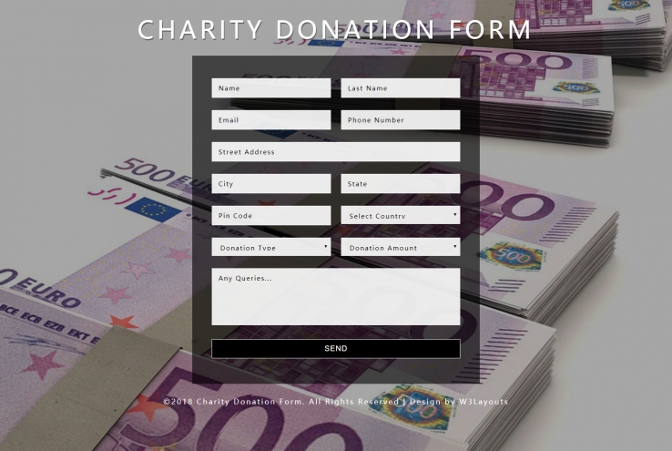 黑色简洁风格的慈善捐赠登记表源码下载