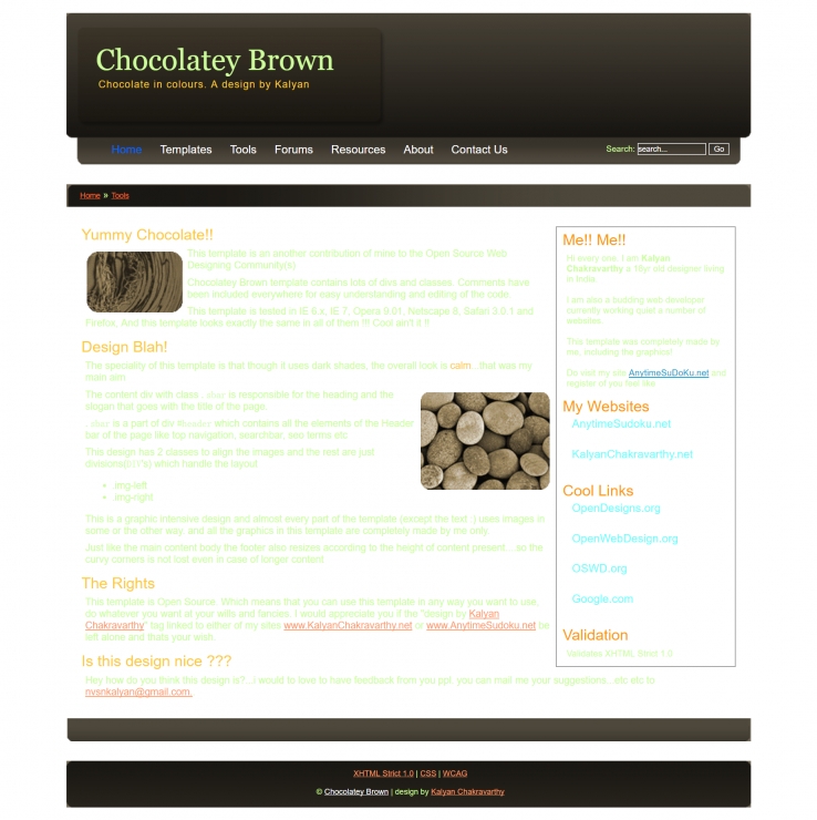 巧克力效果的个人网页模板下载