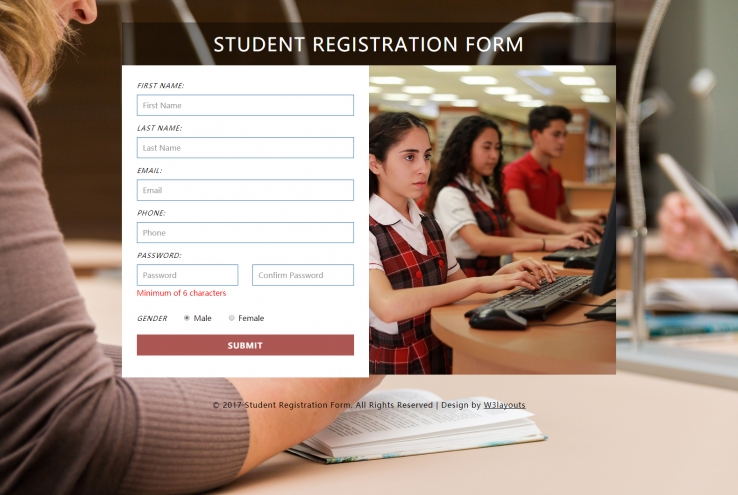 红色简洁风格的学生信息登记表源码下载