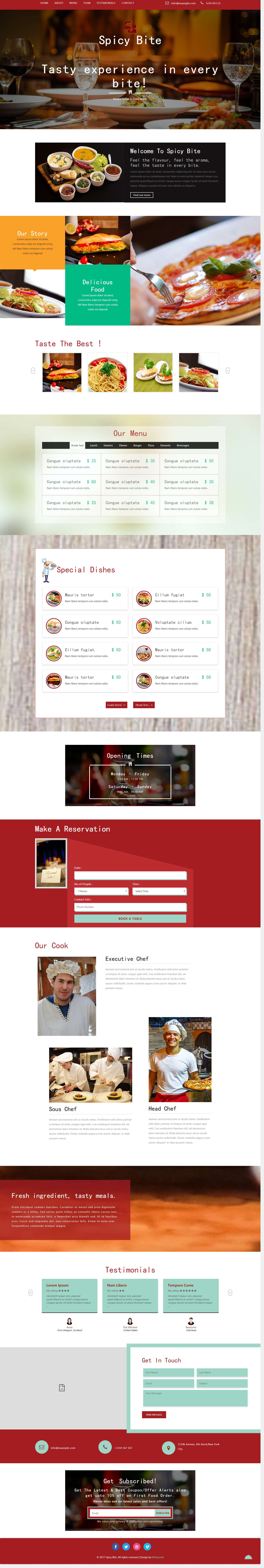 红色宽屏风格的辣口餐厅展示源码下载