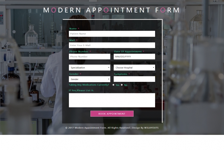 粉色简洁风格的医学化验预约表单模板