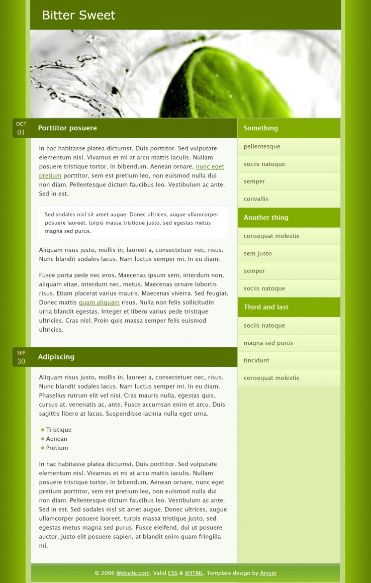 苦与乐绿色的BLOG网页模板下载