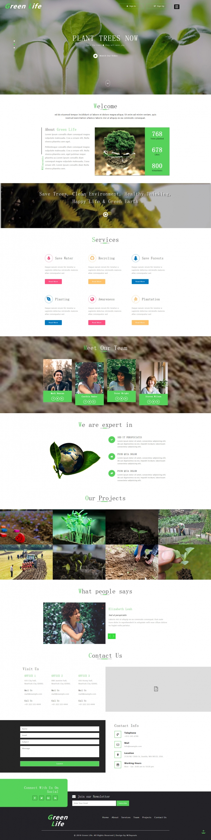 绿色生态效果的植物企业网页模板下载