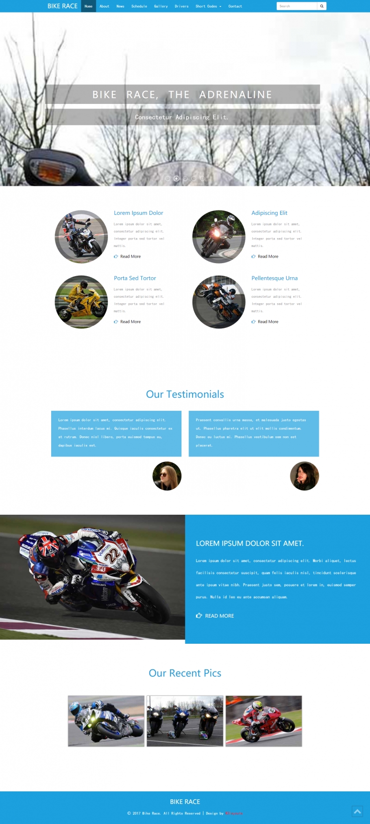 蓝色简洁风格的摩托车锦标赛源码下载