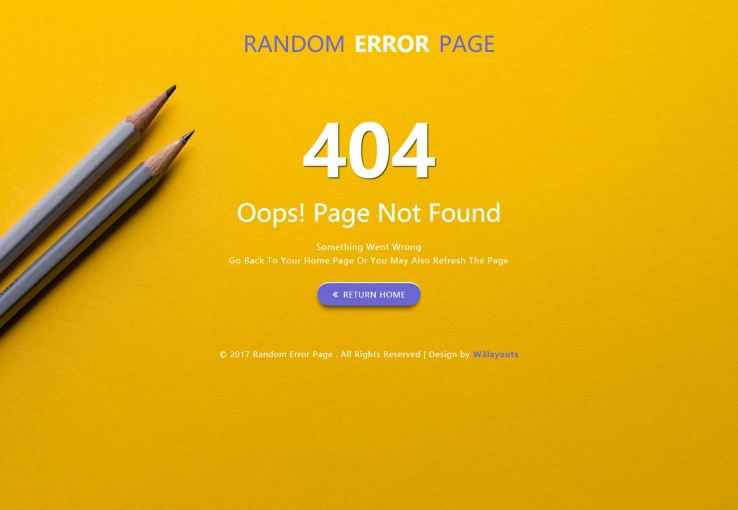 黄色简洁风格的铅笔404错误页源码下载