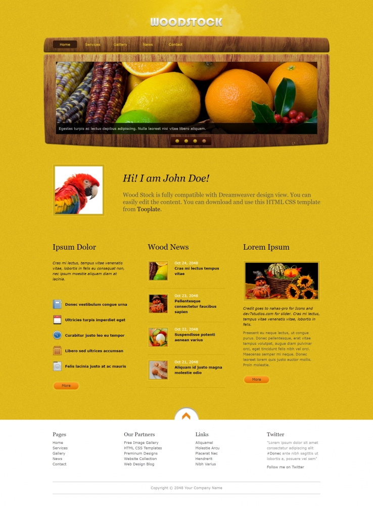 黄色木质效果的企业设计网页模板下载