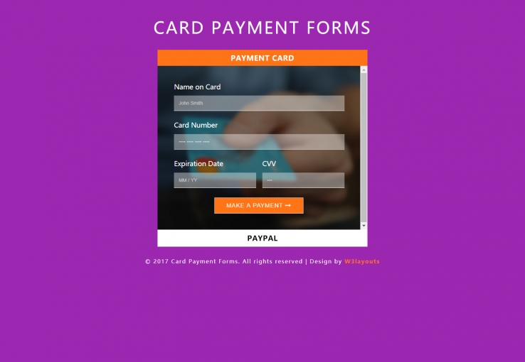 橙色简洁风格的信用卡支付绑定页源码下载