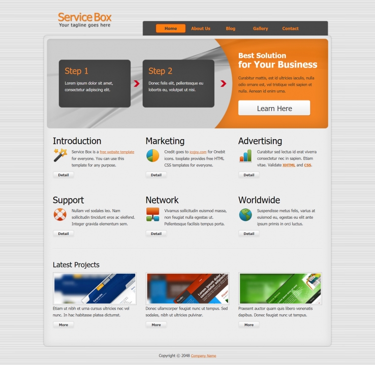 灰色精致简单的项目服务机构网页模板下载
