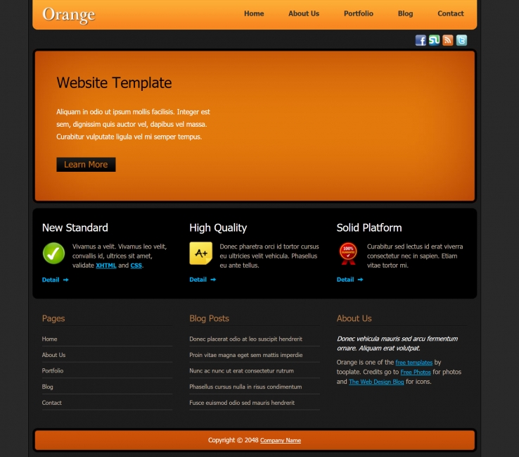 橙色整洁普通的项目服务网页模板下载
