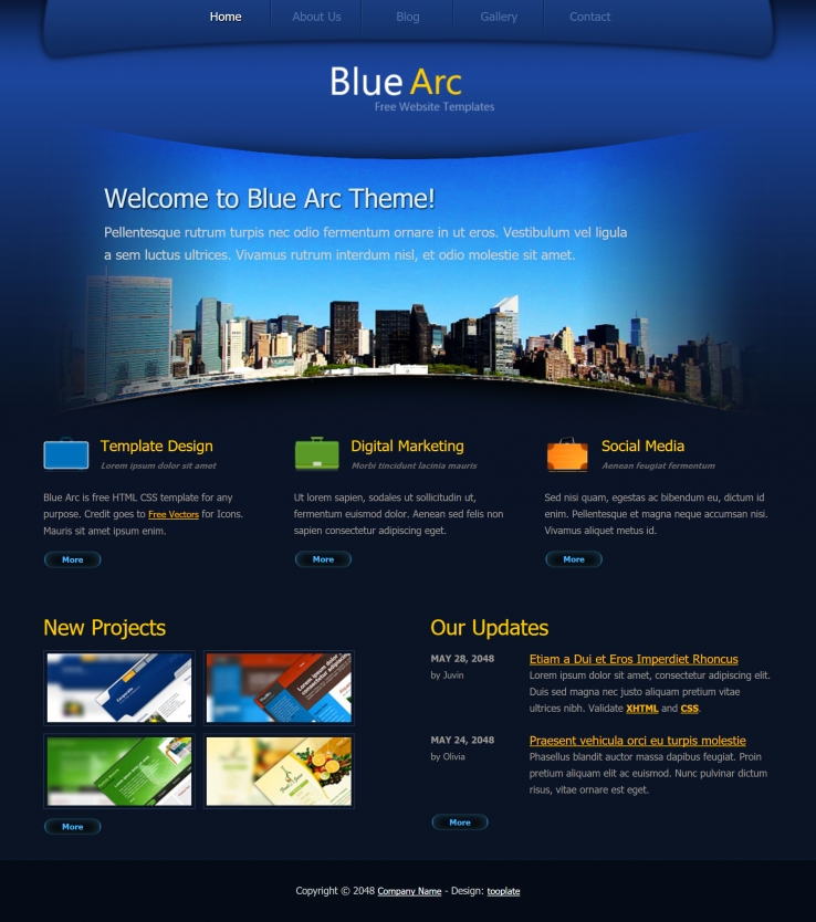 蓝弧酷炫风的企业旅游网页模板下载
