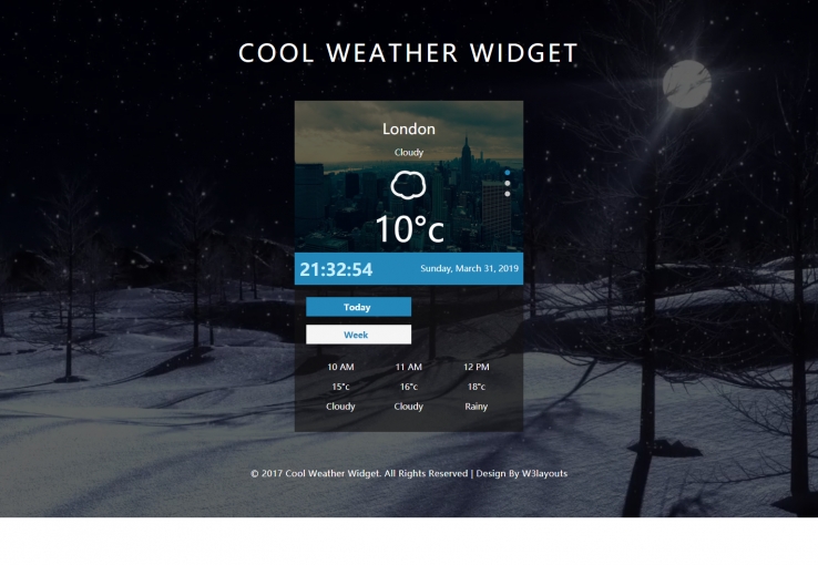 蓝色简洁风格的冬季天气预报源码下载
