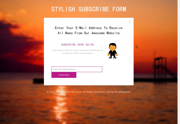 紫色简洁风格的黄昏邮件订阅框源码下载