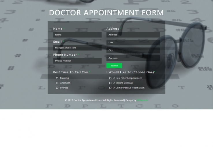 绿色简洁风格的医生预约服务表源码下载