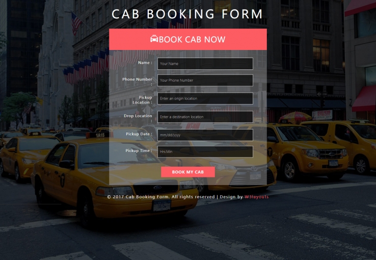 红色简洁风格的出租车预定表源码下载