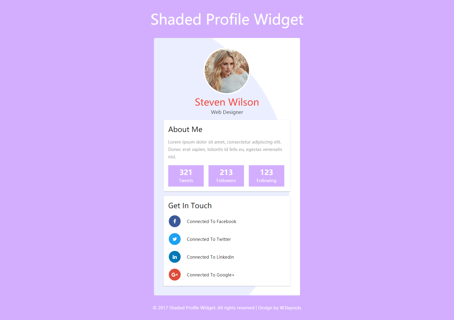 紫色简洁风格的个人用户介绍源码下载