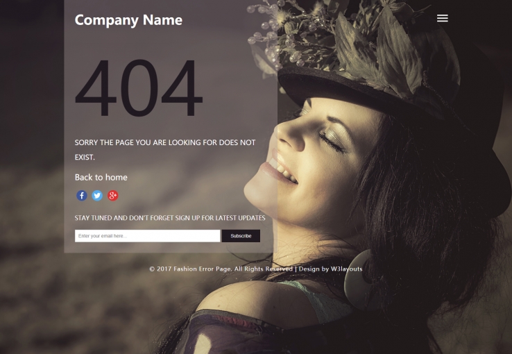 黑色简洁风格的时尚404错误页源码下载