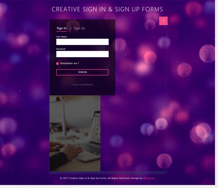 紫色创意风格的梦幻注册框源码下载