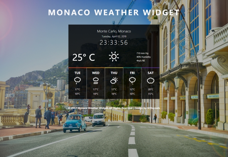 黑色简洁风格的摩纳哥天气预报源码下载