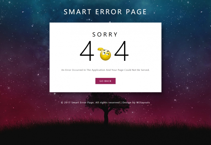 紫色简洁风格的表情404错误页源码下载
