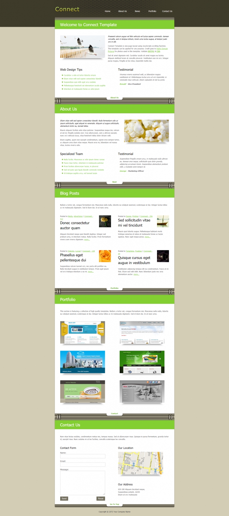绿色简洁风格的面板连接信息页源码下载