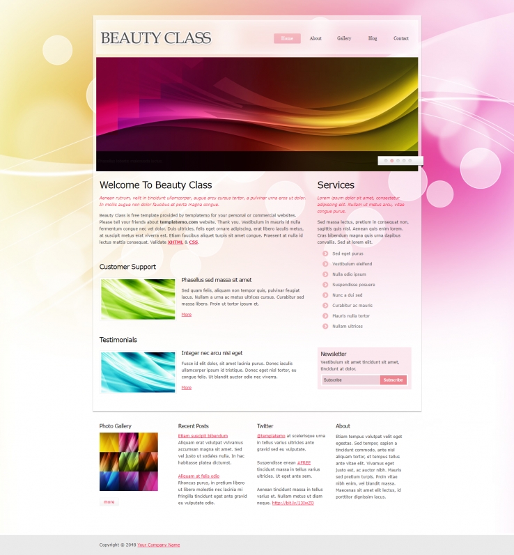粉色简洁风格的美容产品网站源码下载