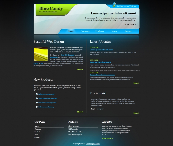 蓝色实用风格的信息网站源码下载