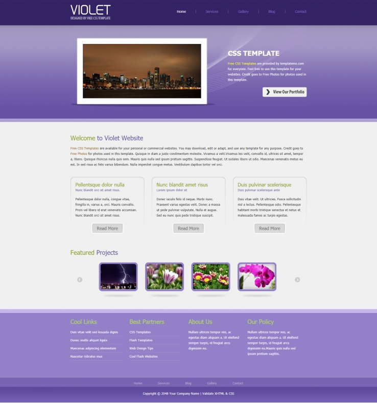 紫色扁平风格的信息动态网站源码下载