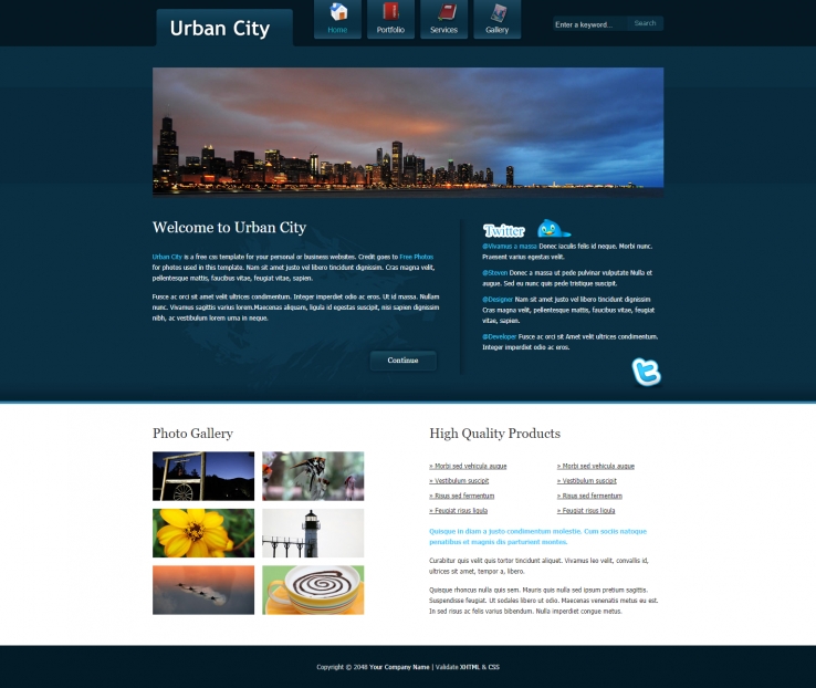 蓝色简洁风格的现代都市信息网站源码下载