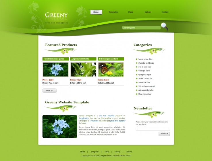绿色清新风格的花卉产品网页源码下载