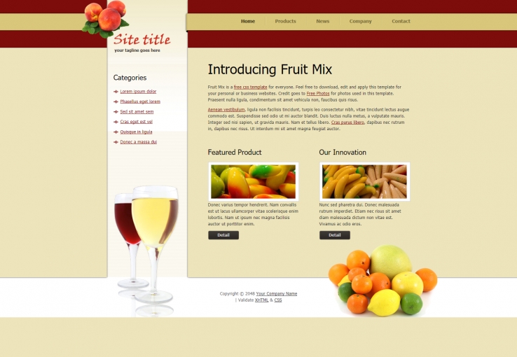黄色简洁风格的混合水果产品网页源码下载