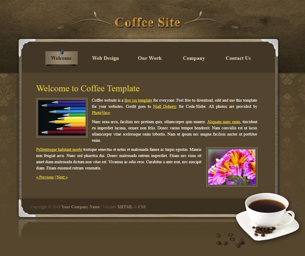 棕色简洁风格的咖啡信息框网页源码下载