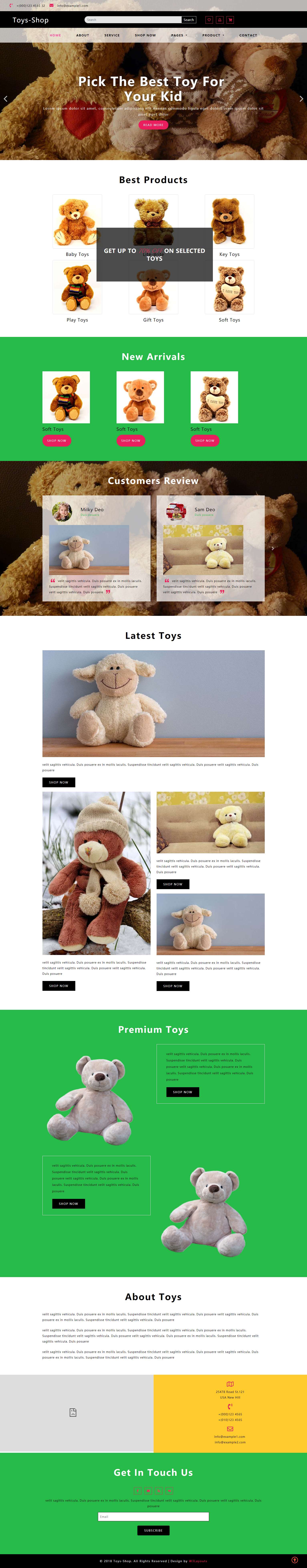 粉色简洁风格的毛绒玩具商城整站网站源码下载