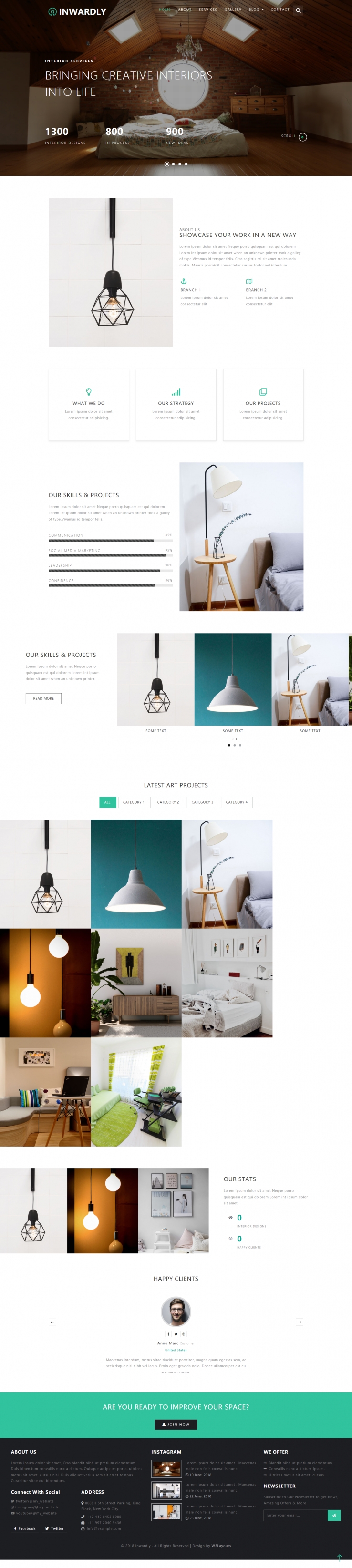 绿色简洁风格的室内灯饰装饰整站网站源码下载