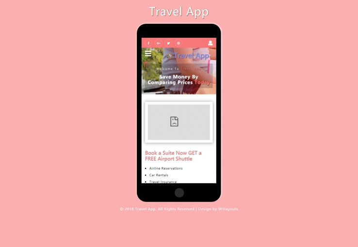 粉色简洁风格的旅行APP网页源码下载