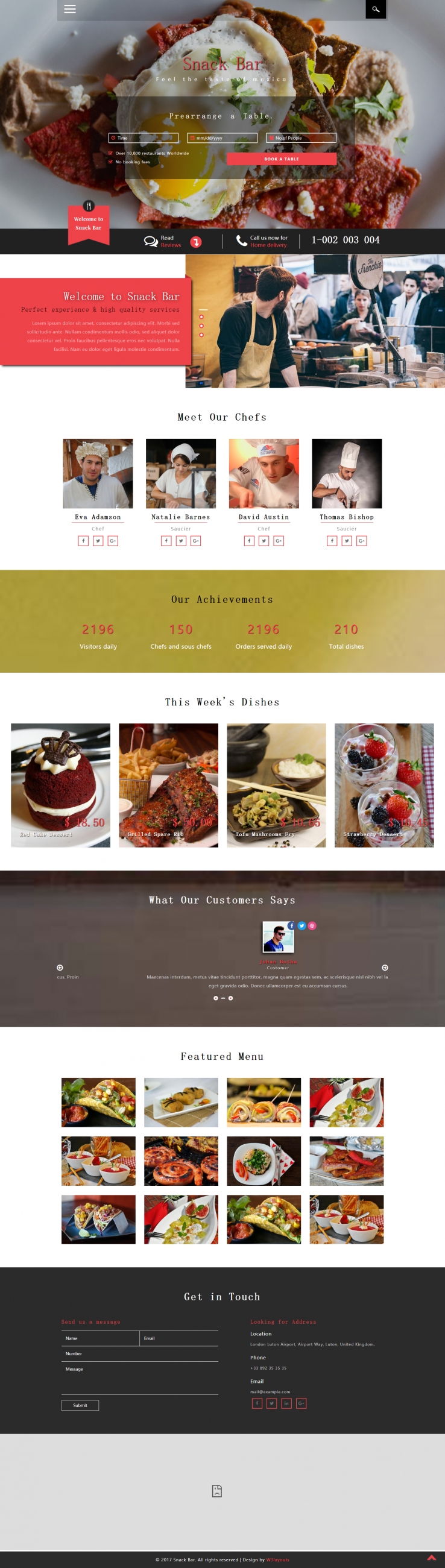 红色简洁风格的餐饮服务菜单整站网站源码下载