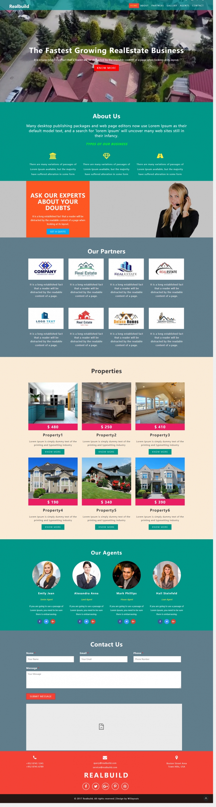 红色简洁风格的房产交易机构整站网站源码下载