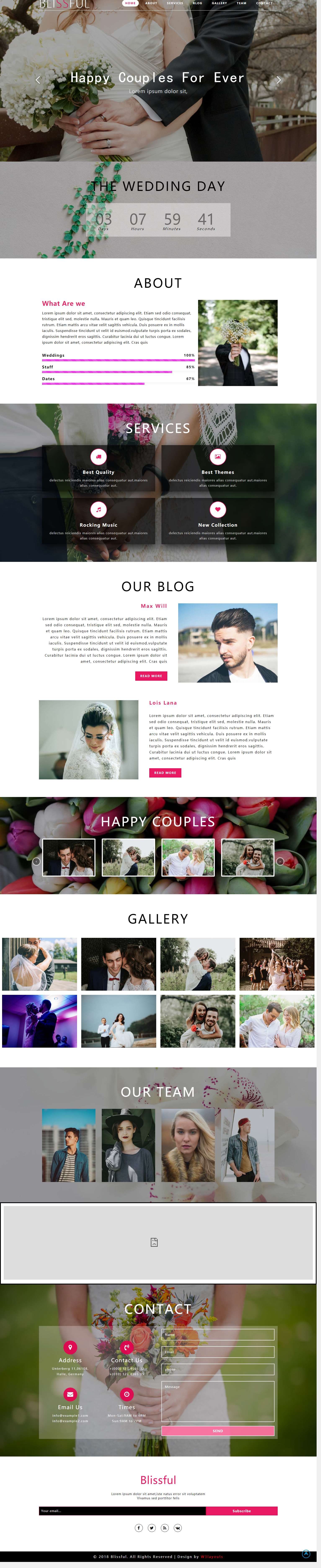粉色简洁风格的婚礼服务整站网站源码下载
