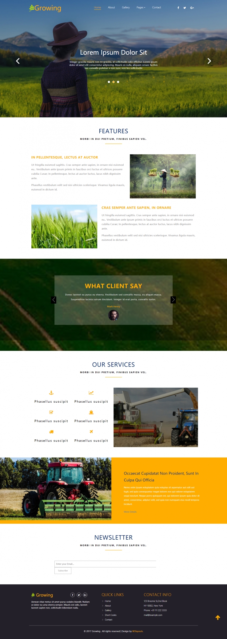 黄色简洁风格的农业种植整站网站源码下载