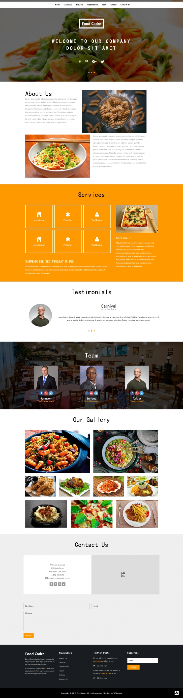 白色简洁风格的餐厅服务团队整站网站源码下载