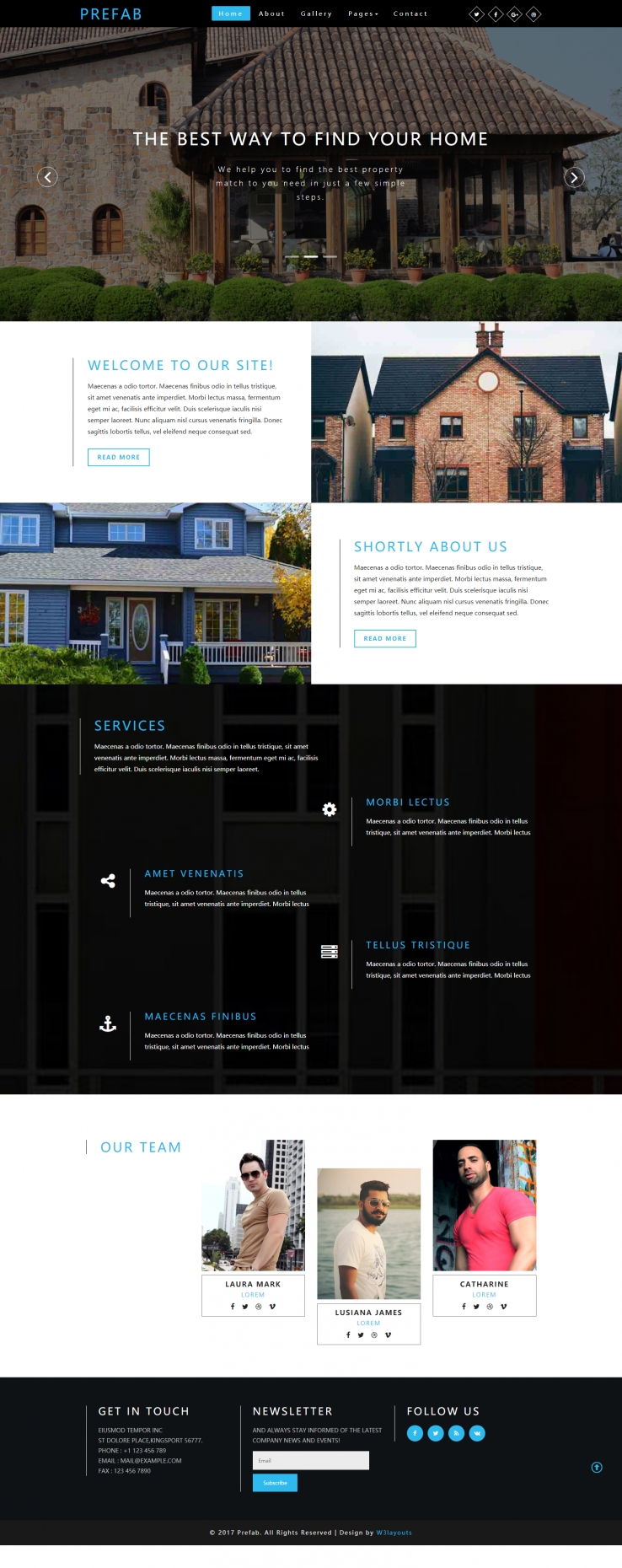 蓝色简洁风格的预制住宅展示整站网站源码下载